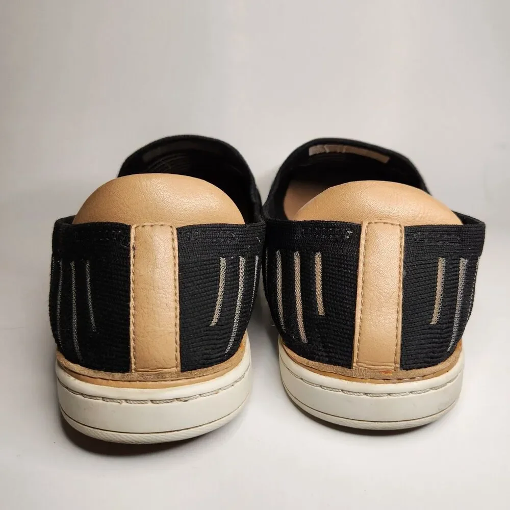 UGG Sammy Breeze Slip‎ On Sneaker Womens 7.5 Black Sheer Striped Stretchy